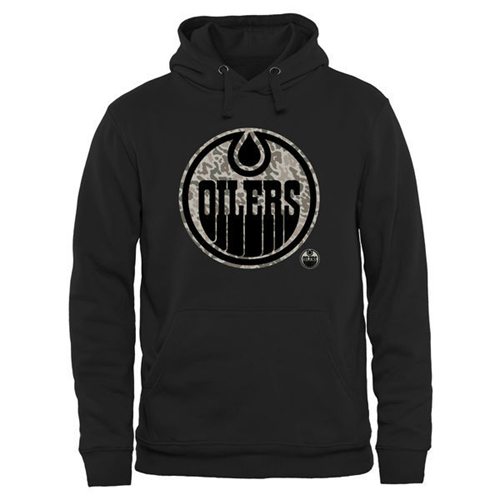 Men's Edmonton Oilers Black Rink Warrior Pullover Hoodie - Click Image to Close